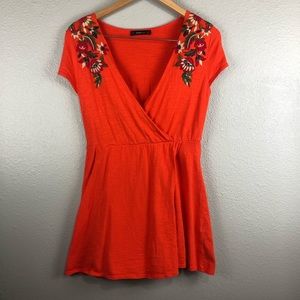 Zara Knit Embroidered Wrap Dress